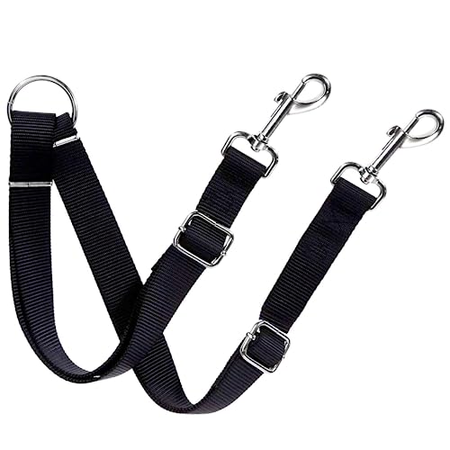 SunGrow 16-24" Adjustable Double Dog Walker Leash, Lightweight Dual Lead with 360° Swivel Zinc-Alloy Clips, Durable Polypropylene Strap, Fits Small to Medium Breeds, Ideal for Daily Walks & Training - size: 16 - 24 in