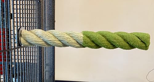 Polly's Sand-E-Rope Safety Bird Perch Toy-Trims Nails & Beak-Promotes Healthy Feet-Safe Non-Toxic-Bird Supplies for Bird Cages (Green, Medium) - color: Green, size: Medium