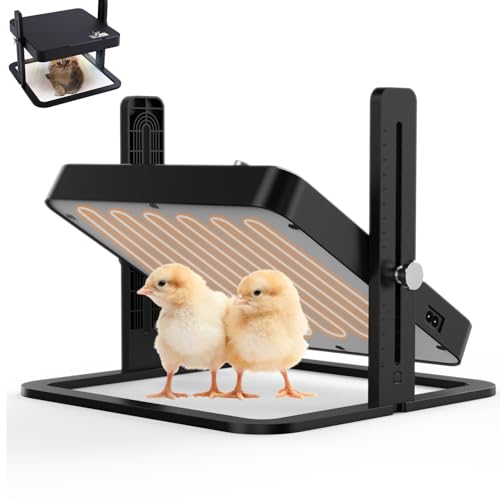 Upgraded Chicken Brooder Heating Plate with Adjustable Height & Angle, Thermostatic Control Chick Warmer Pad for Ducklings, Quail, and Birds (Temp-Adjust Brooder Heater) (Temp-Adjust)