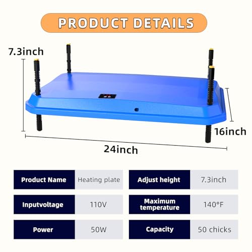 Chick Brooder Heating Plate, Brooder Heater for Chicks, Adjustable Temperature Height Adjustable Brooding Heater, Brooder Heat Plate Warmer for Baby Chick Duckling (Blue) - color: Blue