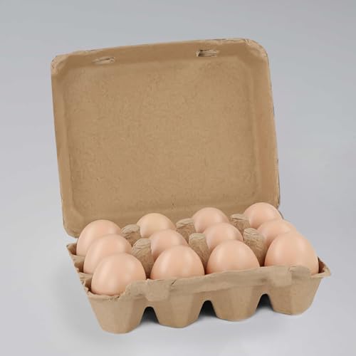 HOIGON 50 PCS 12 Cell Empty Paper Egg Cartons, Sturdy Pulp Fiber Egg Container Holder With Lids, Recycled Cardboard Egg Cartons