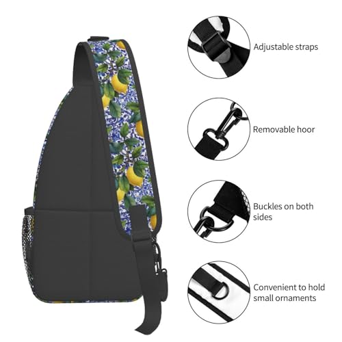 Lemon Tile Sling Bag for Women, Crossbody Bag Watercolor Sling Backpack for Men, Casual Shoulder Bags Lightweight Gym Outdoor Sports Travel Hiking Fishing Daypack - color: Lemon Tile