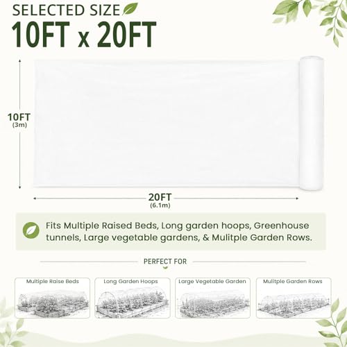 10Ft x 20Ft Garden Netting, Fine Mesh Insect Netting for Plant Protection, Mosquito Bug Bird Barrier Mesh Cover for Vegetables Fruits Flowers Raised Beds | Mosquito Bug Bird Animal Pest Barrier Netting for Garden Row Cover Raised Bed Greenhouse Vegetable