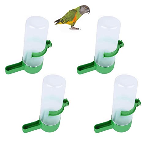 4 Pcs Bebederos para Pajaritos Parakeet Water Dispenser Automatic No Leak | Durable plastic no-leak design for cockatiel budgie lovebird parrot cage. Auto waterer, transparent shell, easy clamp mount.