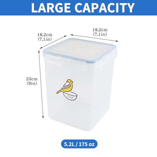 Bird Seed Storage Container,5.49Qt/5.2L Airtight Bird Food Container,Birds Seeds Containers with Scoop,Pet Food Storage Containers for Wild Birds Seeds Dispenser |Storing Sunflower Seed|BPA Free-Blue