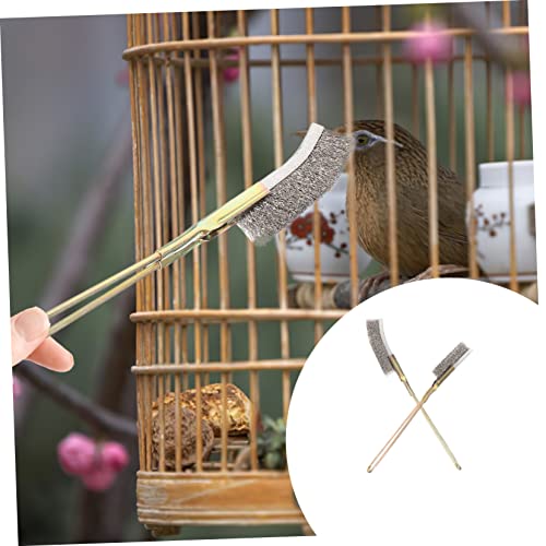 2Pcs Bird Cage Cleaning Brush Extra Long Handle Brushes for Easy Cleaning of Bird Cages Pet Cages Bird Nests Durable Scrub Brushes