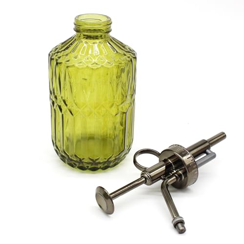 Glass Plant Mister Spray Bottle, 400ML Vintage Plant Spritzer with Top Pump Watering Can for Indoor Outdoor House Plants, Flowers (Green) - color: Yellow Green