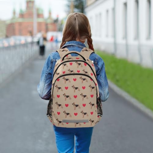 Kids German Shepherd Backpack for Boys Girls School Bags | Elementary Middle, Travel Daypack Lightweight Waterproof with Reflective Strip - color: German Shepherd Dog Heart