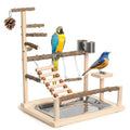 Wood Pet Parrot Playground Bird Play Stand Toys Perch with Feeder Cups for Cockatiel Parakeet Lovebirds Conure (Natural) - color: Natural
