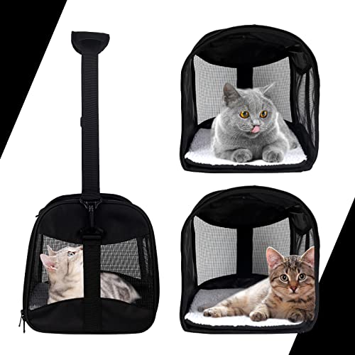 Cat Carrying Case - Pet Carrier Airline Approved, Protable and Breathable Pet Travel Carrier Removable Fleece Pad, Collapsible Cat Carrier Dog Carrier for Medium Cats Small Cats Dogs(Medium, Black) - color: black, size: 17.0"L x 11.0"W x 11.0"H