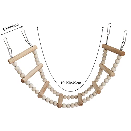 Bird Ladder Bridge, Wooden Pet Hamster Climbing & Swing Toys, Cage Accessories for Birds Rats Parrots Hamster Squirrel Sugar Gliders Parakeets Cockatiels - 8 Steps - 19.3 x 3.14 Inch - size: 8 Steps - 19.3 × 3.14 Inch