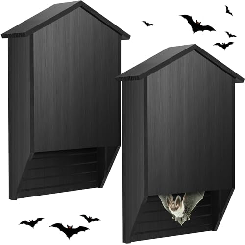 2 Pack Bat House for Outdoor,Black,Large,2 Chamber-pr | Large Cedar Wood Weatherproof Bat Boxes for Outside Trees, Dual Chamber Shelter with Grooved Landing for Backyard Roosting - color: dark brown, style: 2 Chamber-pr
