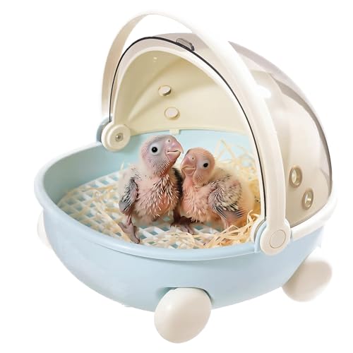 Transparent Portable Pet Carrier, View Hamster Cage & Parrot Travel Carrier with Lockable Top, Breathable Small Animal Carry House for Birds, Hamsters, Dwarf Rabbits