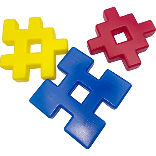 by M&M 1012 Pk3 Large Block Connectors - Brightly Colored Connecting Large Smooth Plastic Bird Foot Toys, Interesting Chunky Shapes, Versatile in Uses, Assorted Shapes and Colors