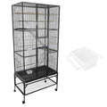 Wrought Iron Flight Cage Large Rolling Parrot Cage with Divided Breeding Function for Parrot Turtledove Oriole Cuckoo Budgie Parrotlet Comes with Slide Out Tray Lockable Door 4 Wooden Perches