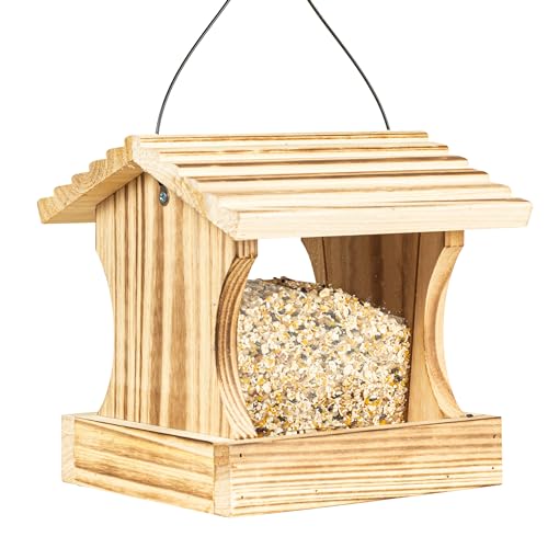BalterFF Bird Feeders for Outdoors,Wooden Unique Seed Sunflower Food Feeder Blue Cardinal Finch Backyard Platform Balcony Gazebo Tree Fence Wall Mount Effortless Holder Automatic Buddy Gift 4