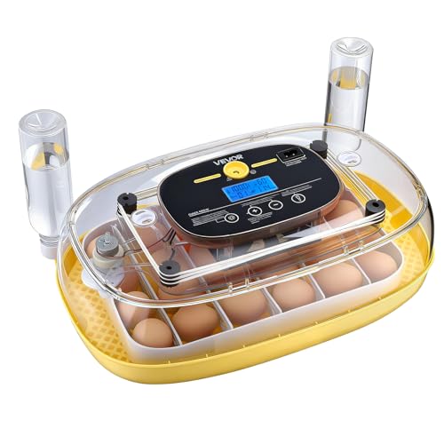 VEVOR 24 Egg Incubator, Automatic Egg Turner with LED Candler, Temperature & Humidity Control, 360° View Clear Window, Auto Water Refill, Poultry Eggs Incubators for Hatching Chicks Ducks Goose Quail - size: 24 Eggs