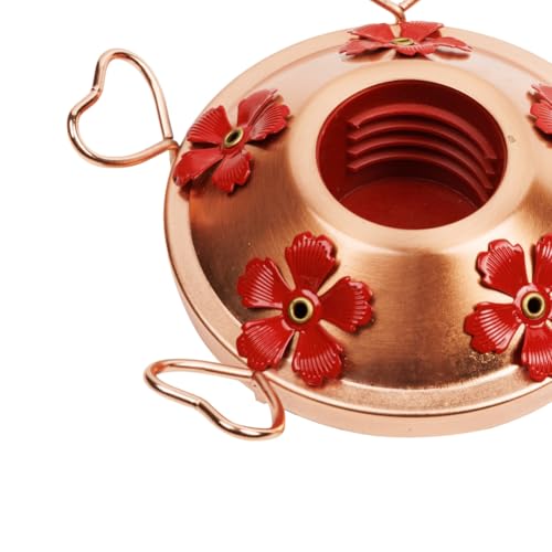 WOSIBO Hummingbird Feeder Replacement Bottom Base Replacement Part Includes Red Plastic Base Metal Top and Brushes (Copper) - color: Copper