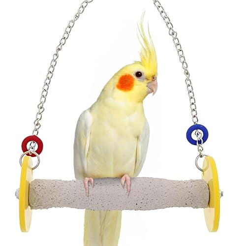 Sweet Feet and Beak Roll Bird Swing, Small, Outdoor Pedicure Perch, Yellow | Ceiling Mount, 7" Outdoor Bird Perch with Break Plastic Ends and Rings, Feet and Muscle Stimulation, Available in 5 Sizes - color: Yellow, size: 7.5" Small