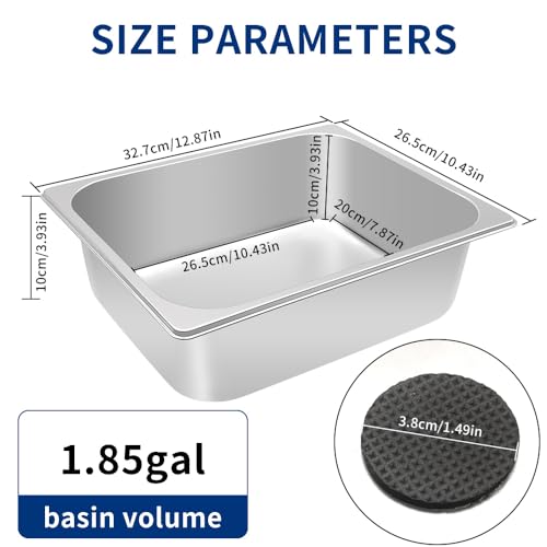 Dog Bowl Stainless Steel Water and Feed Dish with Non-Slip Pads (1.85Gal-2 Sets) - size: 1.85Gal-2 Sets