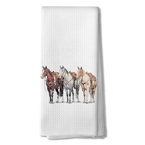 Horse Kitchen Towels, Horse Lover Gifts Dish Tea Towels for Kitchen Decor, Farmhouse Western Farm Animal Hand Towel for Bathroom, 16x24 Inch - color: 05color