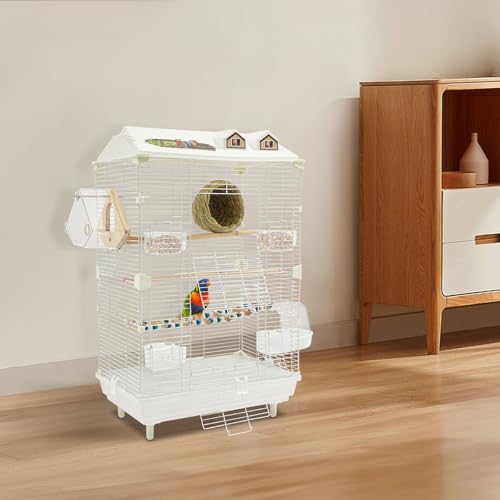 Bird Cage, 2-Tier Large Parakeet Cage with Stand for Small Birds