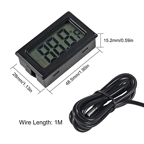 AITRIP 6-Pack TPM-10 Fahrenheit(℉) Digital Thermometer Wired for Car Greenhouse Indicator Indoor Room Freezer Refrigerator Aquarium with 1M Waterproof NTC Probe (Black)