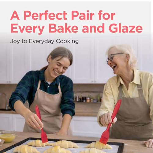 Kitchen Mama WaltzGrip Platinum Silicone Basting Pastry Brush, Red | Heat-Resistant, For Cooking, Baking, Grilling, Spreading Oil or Butter, Dishwasher-Safe - color: Red