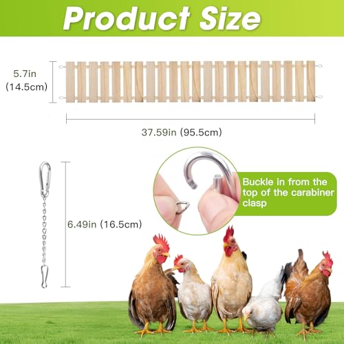 Jorewood Chicken Coop Toy Natural Wooden Chicken Swing & Bridge Toys Multi-Functional Poultry Perch with Wooden Beads (Safe for Chickens/Ducks) - color: Yellow