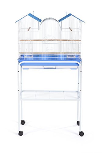 Prevue Pet Products Bird Cage Stand with Shelf - Medium Metal Cage Stand with Rolling Wheels, Mid‑Height for Cage Accessories, Toys, and Storage - White - color: White, size: 19.0"L x 19.0"W x 27.0"H