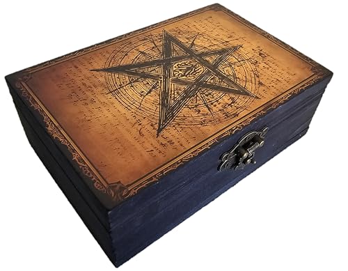 RK Collections Wooden Tarot Box for Cards Crystal Holder | Astrology Trinket Keepsake Box. Fengshui Luck Talisman Decorative Gift Case/Holder. (6.5" Tarot/Evil Eye/Ouija) - style: Tarot