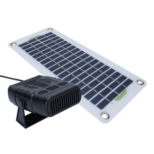 Upgraded Solar Heater for Chicken Coop, 30W Portable Greenhouse and Dog House Rechargeable Sun Panel Kit, Solar Powered Heater for Drying Heating Pet House Warm Wind Gear