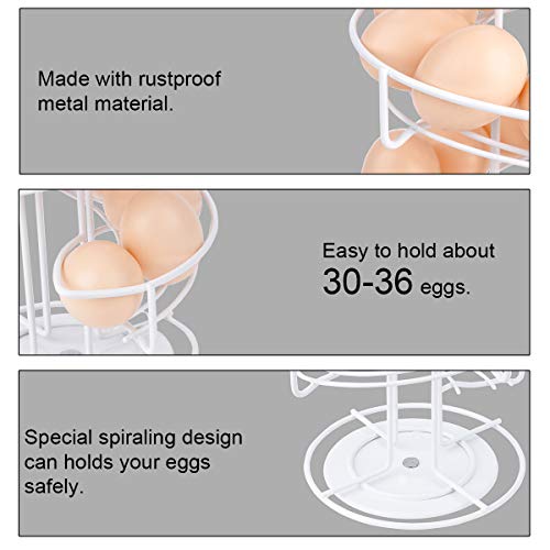 Toplife Spiral Design Metal Egg Skelter Dispenser Rack, Storage Display Rack, White - color: White