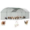 VEVOR Large Metal Chicken Coop with Run, 19.6 x 9.8 x 6.5 ft Walkin Chicken Coop for Yard with Waterproof Cover, Dome Roof Large Poultry Cage for Hen House, Duck Coop and Rabbit Run - size: 118.1"L x 236.2"W x 78.7"H