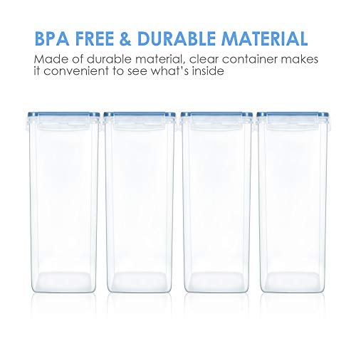 Vtopmart 6.5L Flour Sugar Storage Containers, 4 PCS, Blue | For Bulk Flour and Sugar Storage, Airtight Seal, Multiple Sizes, BPA Free, Food Grade Material, Dishwasher Safe (Not Lids) - color: Blue, size: 6.5L