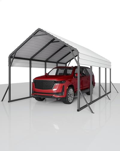 GarveeLife 13 ft x21 ft x11 ft Oversized Metal Carport, Steel Heavy Duty Car Ports for All-Weather, Tall Carport for Full-Size Pickup Trucks, Boats, and Tractors, N.W. 660 LBS
