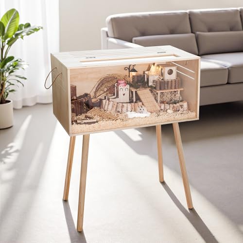 Pine Small Animals Houses&Habitats Chewproof, 32" Pine Guinea Pig Cage Hamster Cage for Small Animals (32" Medium, High-Legged Stick) - size: 32.0"L x 15.8"W x 15.8"H