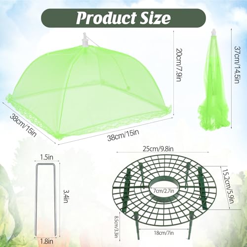 4 Sets Strawberry Plant Support with Mesh Plant Cover,Strawberry Growing Racks Sets with Iron Plant Nails and Storage Bag for Garden Strawberry Vegetables(Green Net - Round) - color: Green Net - Round