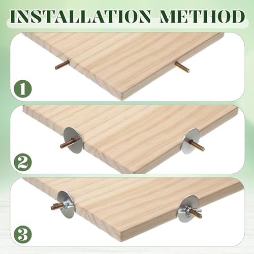 2 Pack Bird Platform Wood Flat Perches for Bird Cages Fan Shape Birds Cage Platform with Stainless Steel Washers for Birds Cages Corner Shelf Parrots Hamster Gerbil(5.1inch, 6.7inch)