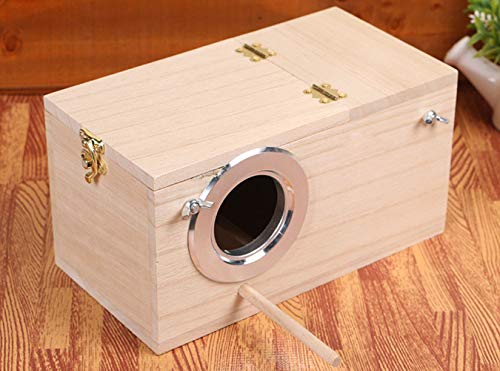 YJJKJ Wood Parakeet Nest Box Pet Bird House Parrot Breeding Mating Box Bird Cage Box for Lovebirds Cockatiel Parrotlets Budgerigar Parakeet (M) - size: Medium