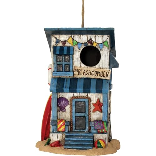 Spoontiques - Birdhouse - Garden Décor - Decorative Bird House for Yard and Garden Decoration - Hanging Novelty for Outdoor Patio - Beach House Birdhouse, Brown, (10139) - color: Beach House