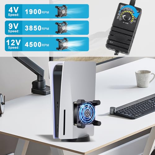 GDSTIME 80mm Computer Fan with AC Plug, Variable Speed PC Fan w/Controller | 110V 120V 220V 240V, Small 12V Brushless Case Cooling, for Aquarium, Terrarium, Modem, Electronics Components, DIY Projects - size: 8025 w/ Speed Controller