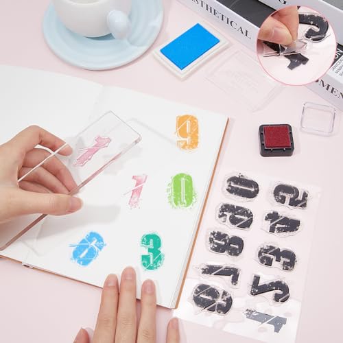 CRASPIRE Number Clear Stamps Rubber Silicone Stamp Seal Transparent Silicone Stamps for Journaling Card Making DIY Scrapbooking Handmade Photo Album Notebook Decor - style: Number-51B