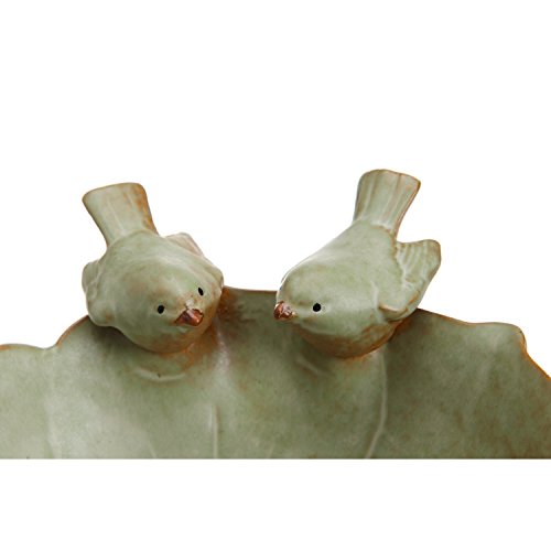 MyGift Green Ceramic 2 Bird Decorative Serving Bowl, Jewelry & Candy Tray | Charming green ceramic bowl features two decorative birds, perfect for serving treats or organizing jewelry and candy - color: Green