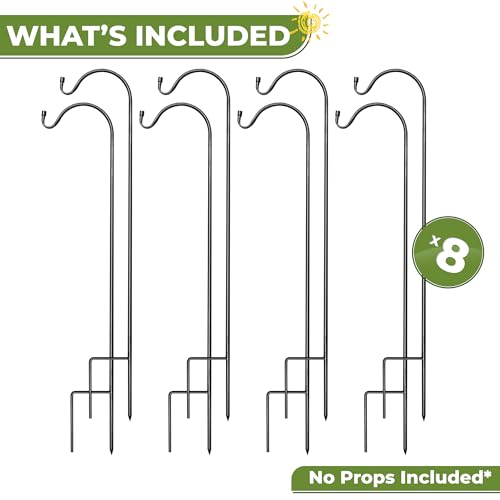 Sorbus Shepherds Hooks for Outdoor - Set of 8 Extendable Garden Planter Stakes for Bird Feeders, Outdoor Décor, Plants, Lights, Lanterns, Flower Baskets, and More! Heavy Duty - Up to 6.5 Lbs. (8 Pack) - size: 8 Pack