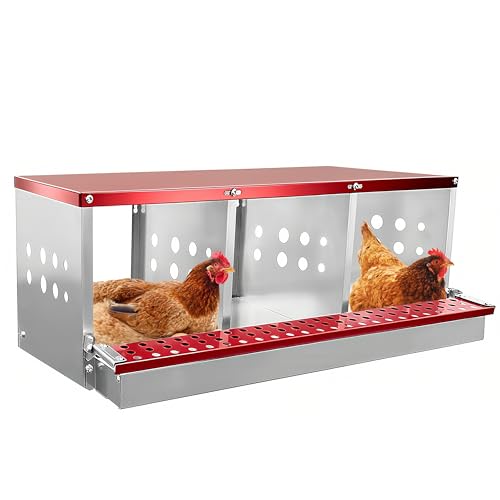 XINYI Chicken Nesting Boxes for Laying Eggs, Metal Coop for 3 Chickens,Roll Away Nesting Boxes,Easy Egg Collection, Brooder Box for Rabbit, Squirrel, Parakeet, Owl, Cockatiel, Robin - size: 33.0"L x 13.0"W x 12.6"H
