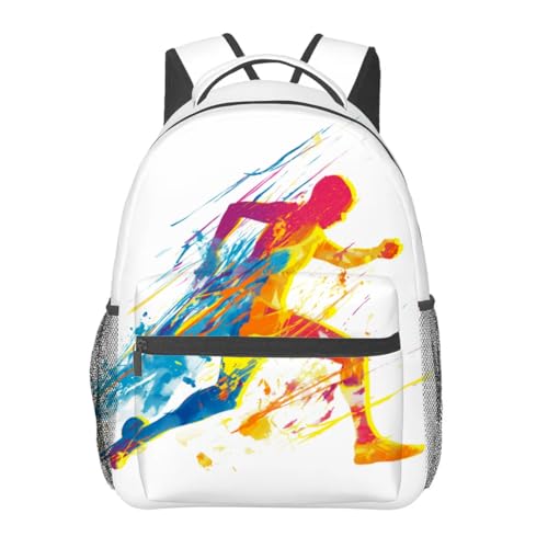 Colorful Sports Silhouette Backpack Travel Backpacks Laptop Rucksack,School Bookbag for Women Kids Boys Girls,Running Back Pack Accessories Bags,Ideal Gifts for Work, Outdoor Adventures - color: Color78