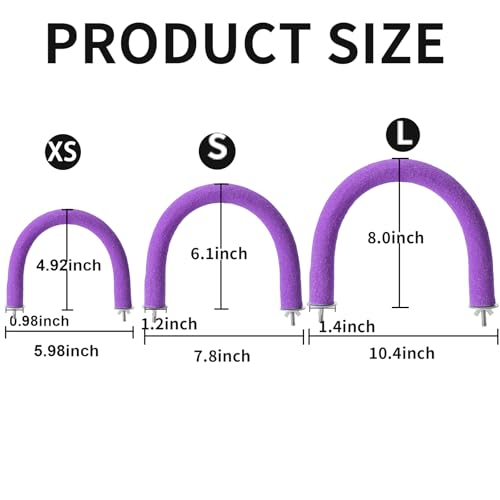 FrgKbTm U Shape Parrot Perch Stand Toy Bird Platform Sand Paw Grinding Clean Stick Exercise Conure Budgie Cockatiel Cage Accessories (Purple)