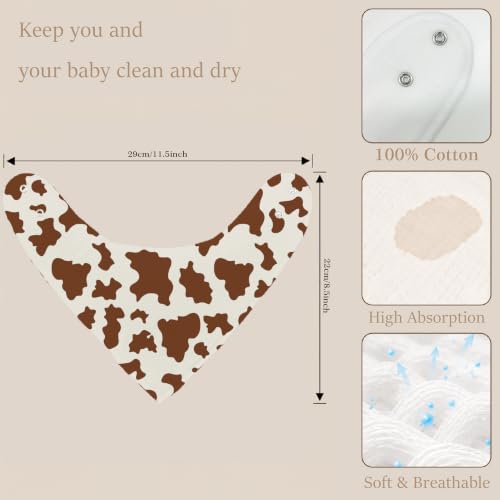 Baby Organic Cotton Teething Cloth Newborn Baby Burp Cloth Bandana Drool Cloth for Drooling Cotton Baby Gifts - color: Brown Western