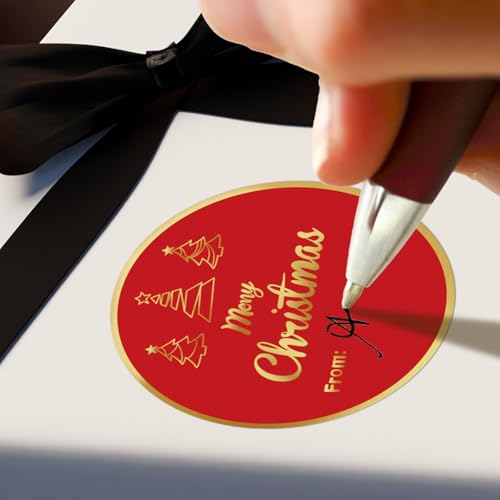 Louise Maelys 500 Pcs Christmas Stickers,2 Inch Merry Christmas | Round Gold Foil Writable Labels for Gift Bags, Treat Bags, Envelopes, Party Favors, Bakery Packaging, Holiday Decorations - color: Merry Christmas